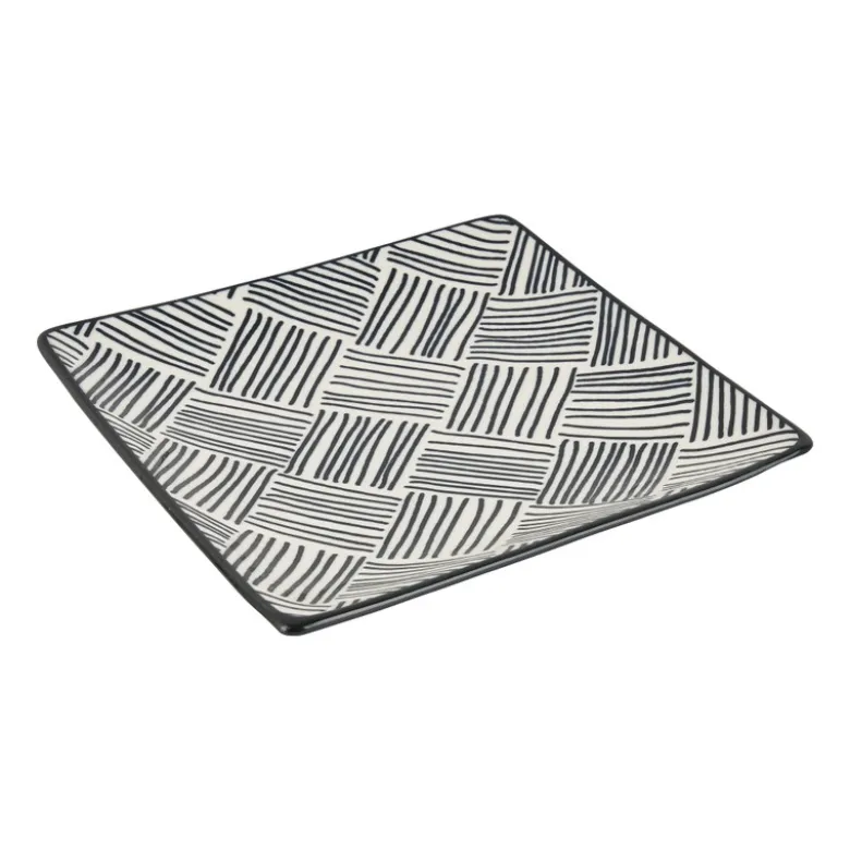 Tapas bord Sevilla - zwarte streepjes - 15x15 cm