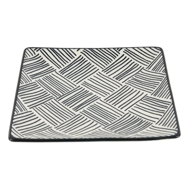 Tapas bord Sevilla - zwarte streepjes - 15x15 cm
