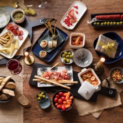 Tapas sausschaaltje Sevilla - zwarte lijnen - ø9x2,5 cm