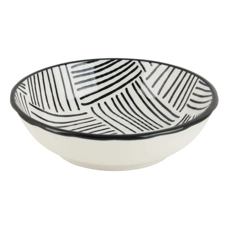 Tapas sausschaaltje Sevilla - zwarte streepjes - ø9x2,5 cm