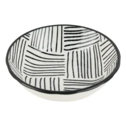 Tapas sausschaaltje Sevilla - zwarte streepjes - ø9x2,5 cm