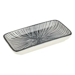 Tapas schaaltje Sevilla rechthoekig - zwarte lijnen - 12,5x6x5 cm