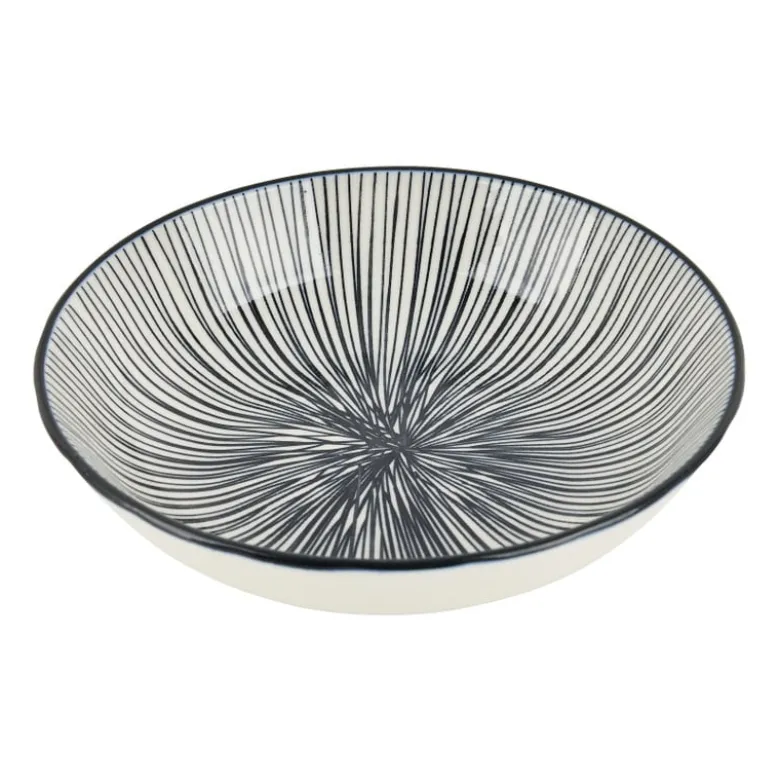 Tapas schaaltje Sevilla - zwarte lijnen - ø14x3,5 cm