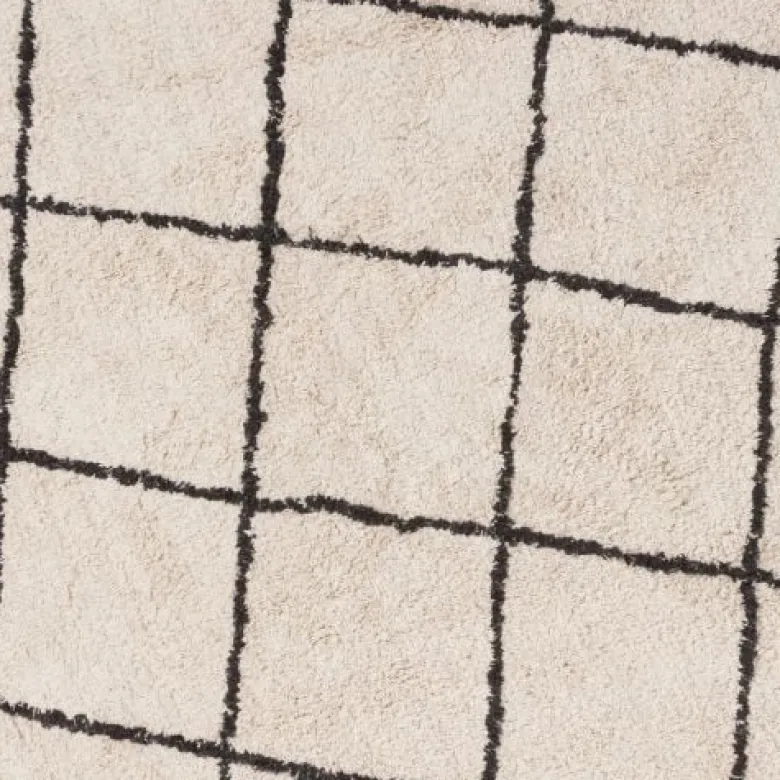 Tapijt berber rond - zwart/beige - ø120 cm
