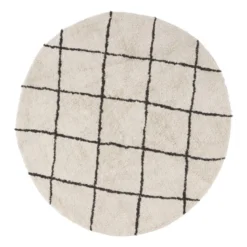 Tapijt berber rond - zwart/beige - ø120 cm