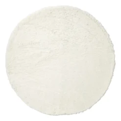Tapijt hoogpolig rond - wit - ø120 cm