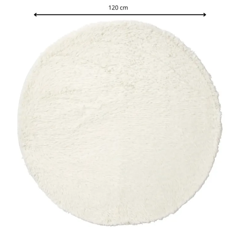 Tapijt hoogpolig rond - wit - ø120 cm