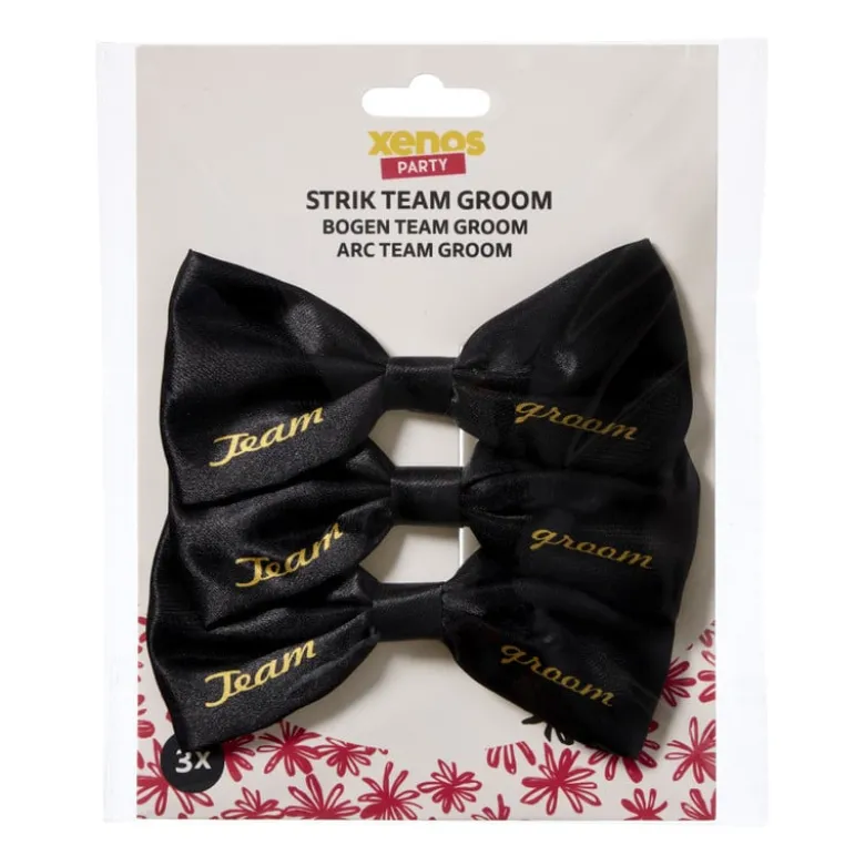 Team groom strik - zwart/goudkleurig - set van 3