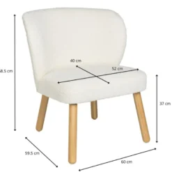 Teddy fauteuil - Troyes - wit - 68.5x60x59.5 cm