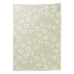 Theedoek bloemen - groen/wit - 50x70 cm