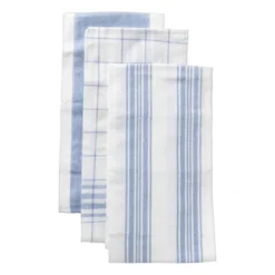 Theedoeken set van 3 - blauw /wit - 45x65 cm