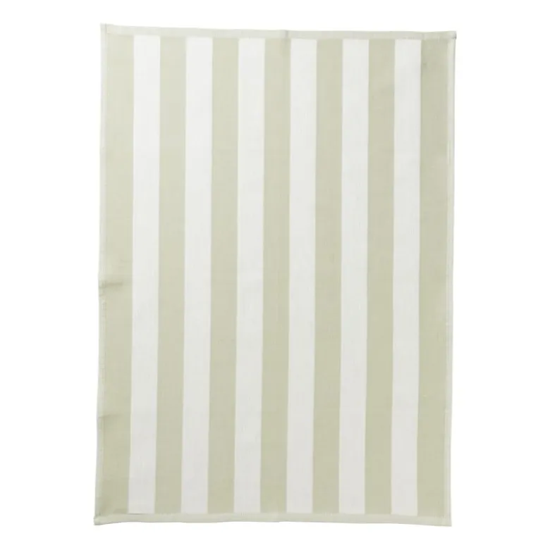 Theedoek strepen - groen/wit - 50x70 cm