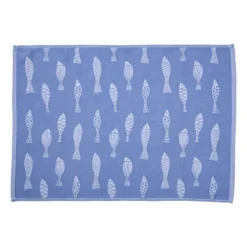 Theedoek vissen - blauw/wit - 50x70 cm