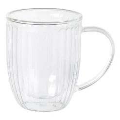 Theeglas dubbelwandig ribbel - 250 ml - glas