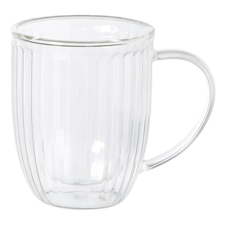 Theeglas dubbelwandig ribbel - 250 ml - glas
