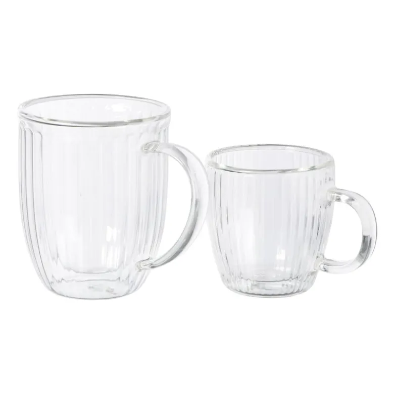 Theeglas dubbelwandig ribbel - 250 ml - glas