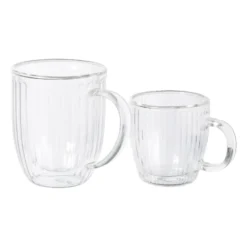 Theeglas dubbelwandig ribbel - ø7.5x8 cm - glas