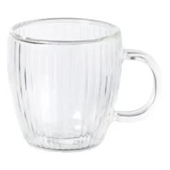 Theeglas dubbelwandig ribbel - ø7.5x8 cm - glas
