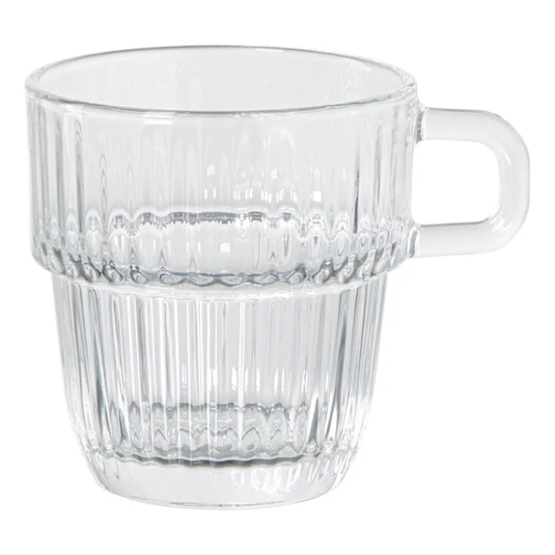 Theeglas ribbel met oor laag - 250 ml