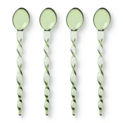 Theelepels groen - glas - set van 4