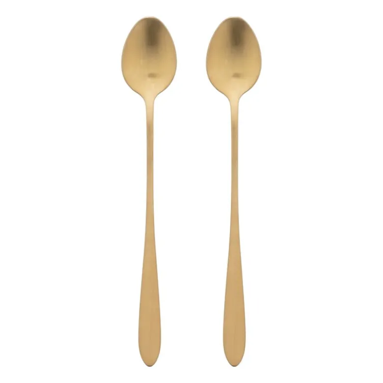 Theelepels lang - goudkleurig - set van 2