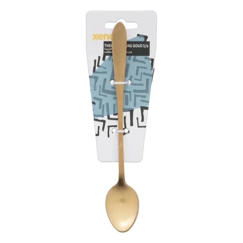 Theelepels lang - goudkleurig - set van 2