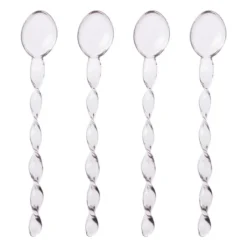 Theelepels roze - glas - set van 4