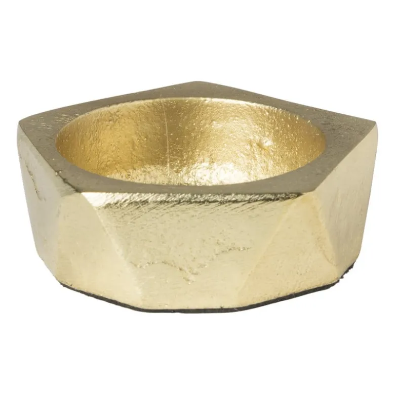 Theelichthouder achthoek - goud - ø5.5x2 cm