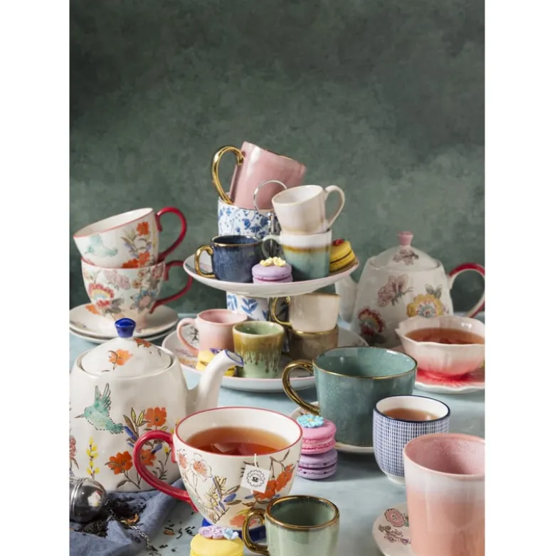Theepot bloemen en vlinder - multikleur - 750 ml