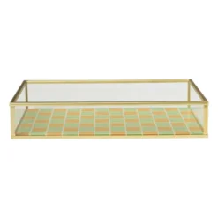 Tray goud met blokjes groot - goud/oranje/groen