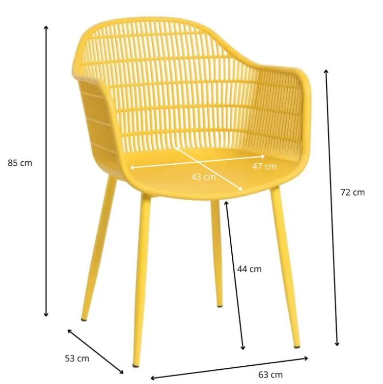 Tuinstoel elisa - geel - 63x53x85 cm
