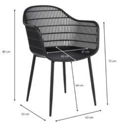 Tuinstoel elisa - zwart - 63x53x85 cm