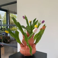 Tulpenvaas groot - roze - ø21.5x29.5 cm