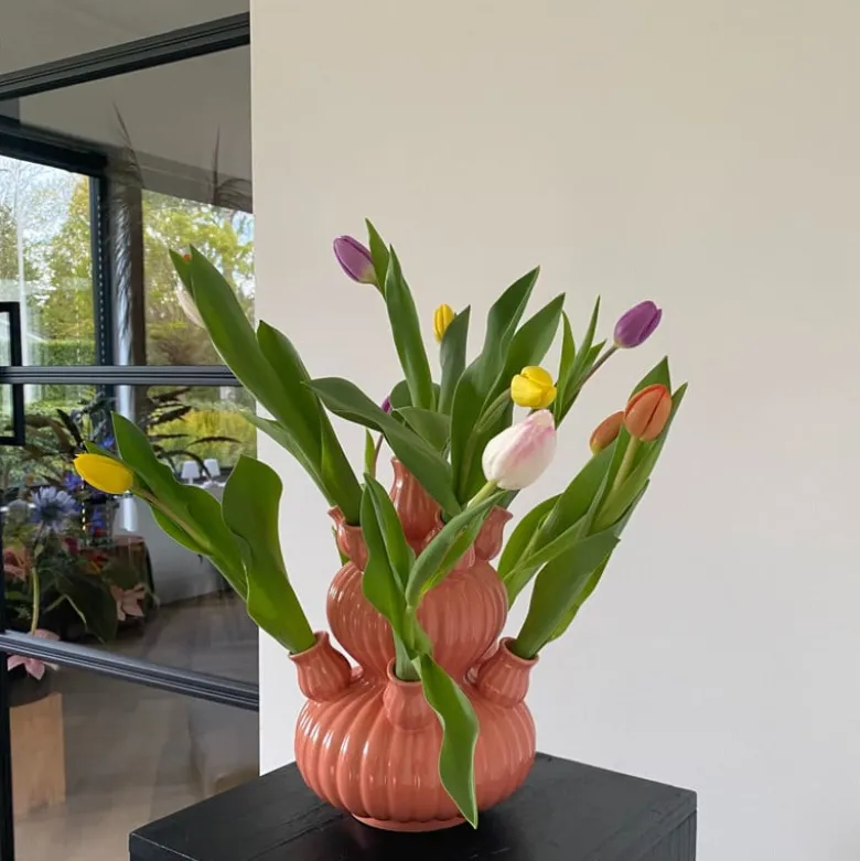 Tulpenvaas groot - roze - ø21.5x29.5 cm