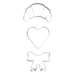 Uitsteekvormpjes croisssant, hart, strik - set van 3