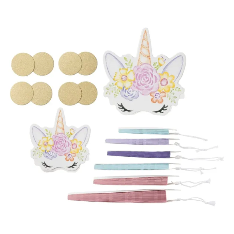 Unicorn waaiers - multikleur - set van 6