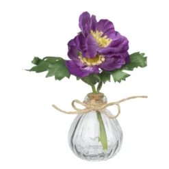 Vaasje met bloemen - diverse varianten - 17 cm