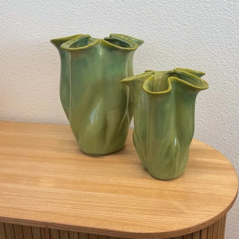 Vaas reactive glaze klein - groen - 19.3x16x14.3 cm