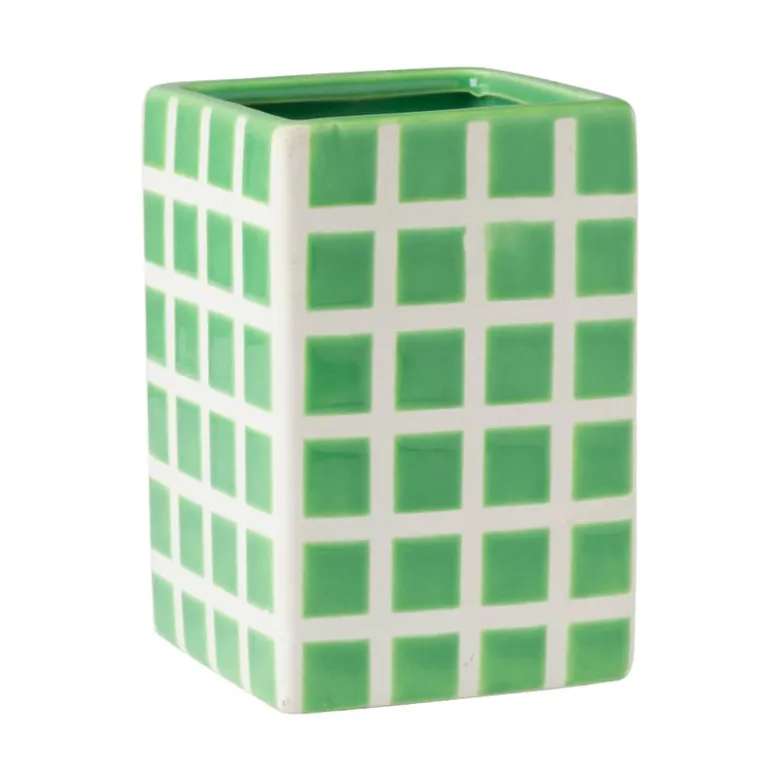 Vaas tegel klein - groen - 12x8x8 cm