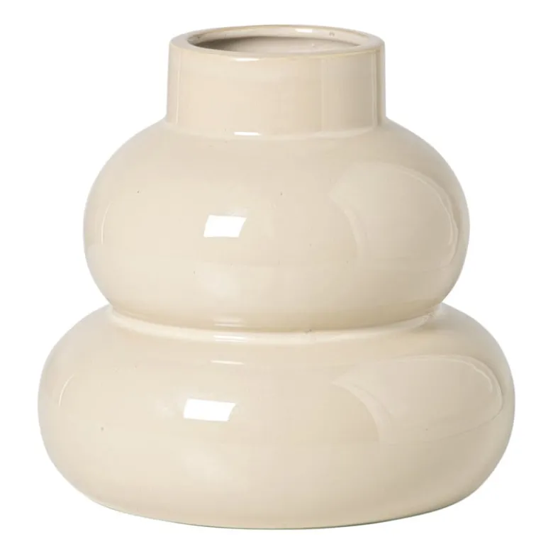 Vaas tweelaags - beige - ø16x17 cm