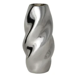 Vaas wave rond - zilverkleurig - ø10x21 cm