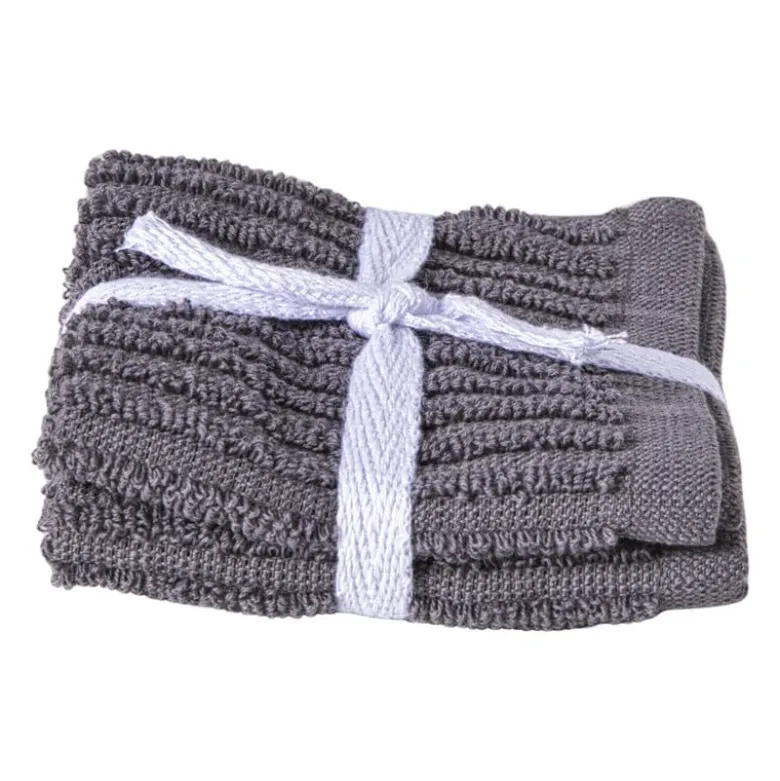 Vaatdoekjes - grijs - 20x20 cm - set van 2