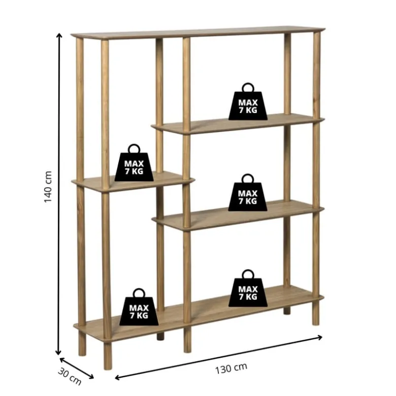 Vakkenkast Scandi hoog - naturel - 140x120x30 cm
