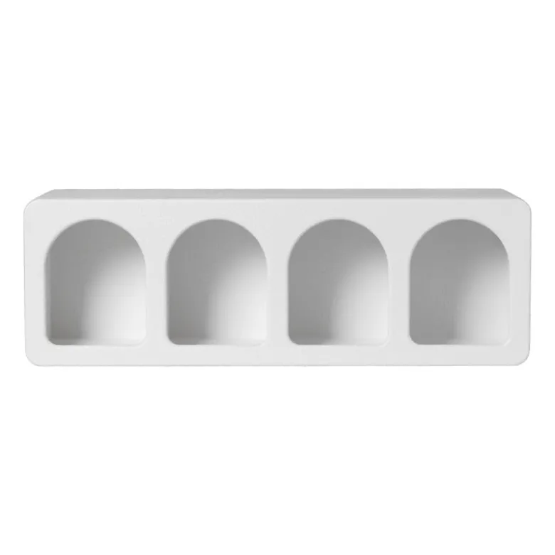4 vakkenkast Zaha organic - MDF - wit - 20x60x15 cm