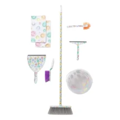 Veger en blik smiley - set van 2 - 35x22x10 cm