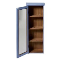 Vitrinekast 1 deur - blauw - 80x30x15 cm
