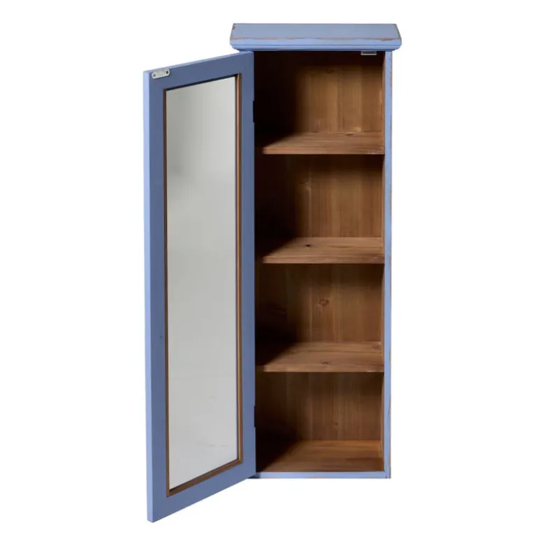 Vitrinekast 1 deur - blauw - 80x30x15 cm