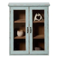 Vitrinekast 2 deuren - groen - 60x50x15 cm