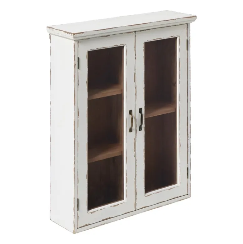 Vitrinekast 2 deuren - wit - 60x50x15 cm
