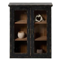 Vitrinekast 2 deuren - zwart - 60x50x15 cm